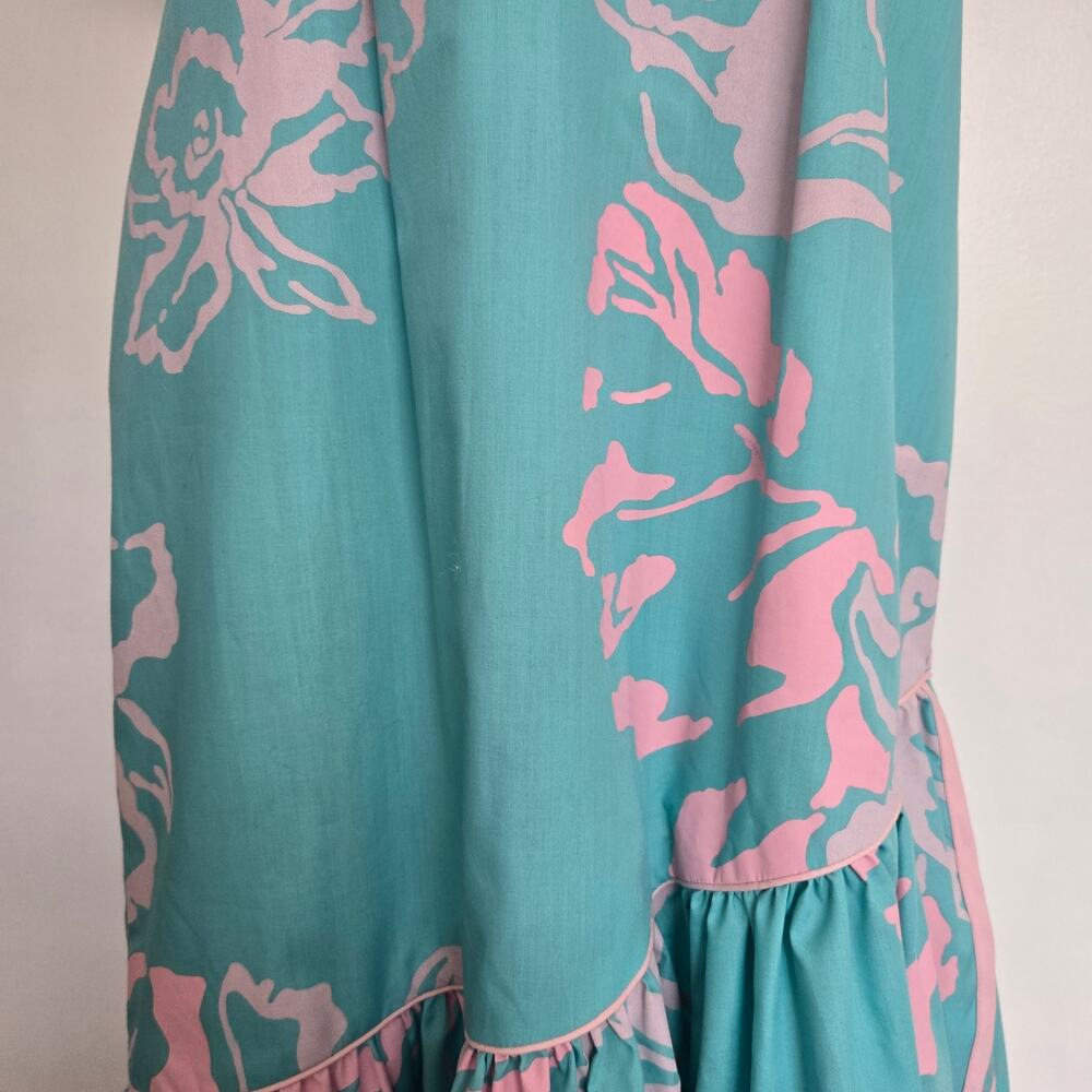 Vintage Hilo Hattie Hawaiian Maxi Dress Island Beach Ruffles Pastel Women 16 - Picture 5 of 13